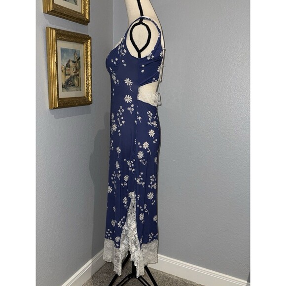 Free People Intimately Party Crasher Lace Midi Slip, Blue Floral Slip Dress $78 - Picture 7 of 16